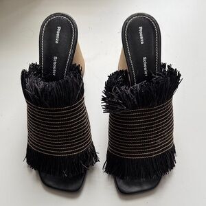 Proenza Schouler Black Fringe Mules